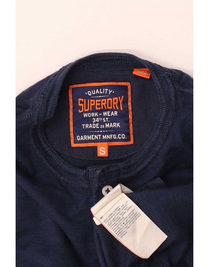 Top masculino Superdry manga comprida pequeno algodão azul marinho