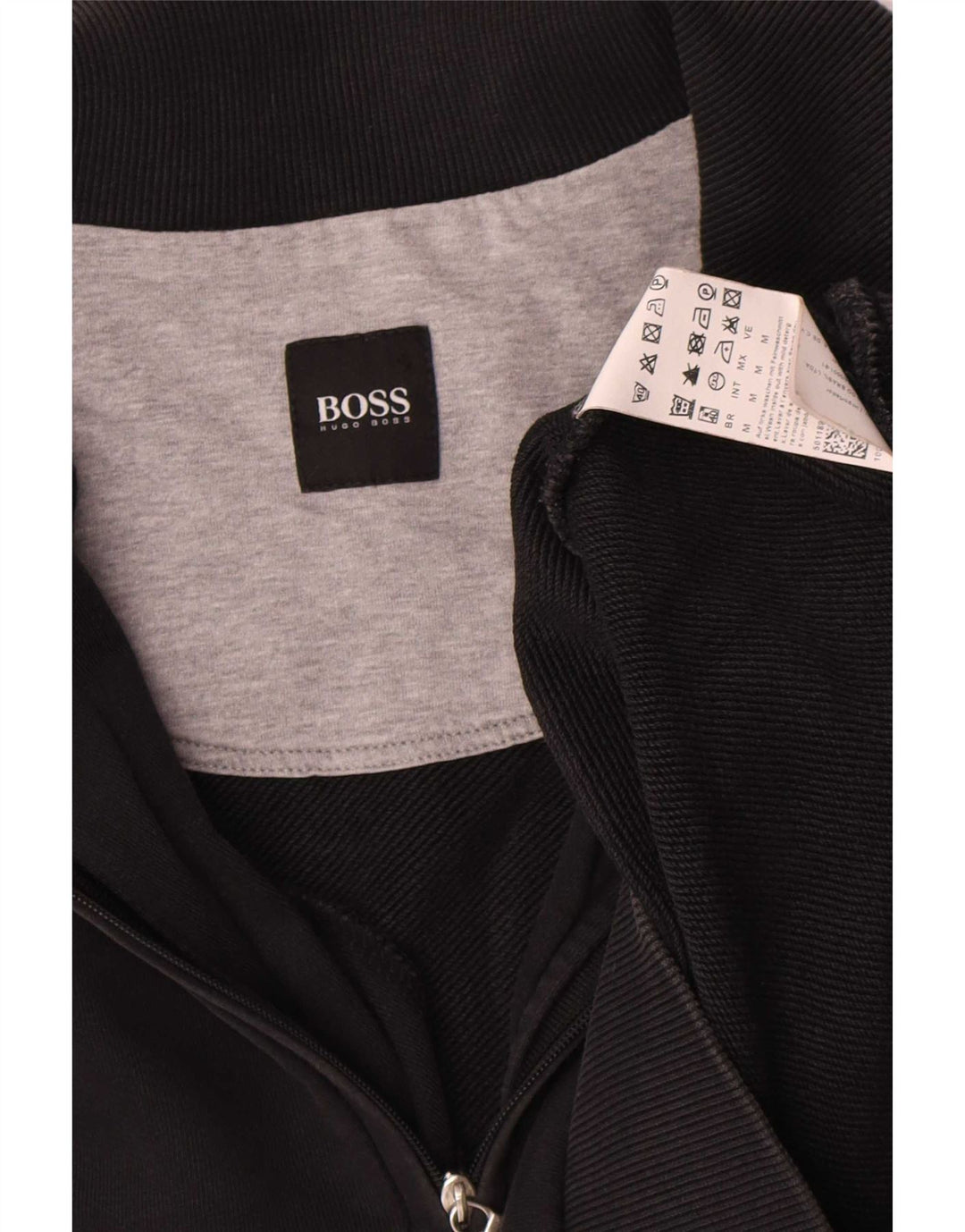Moletom masculino Hugo Boss com zíper e gola alta de algodão preto médio