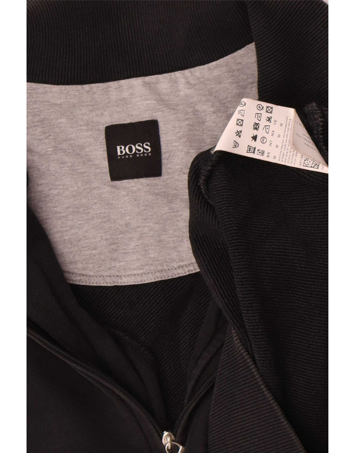 Moletom masculino Hugo Boss com zíper e gola alta de algodão preto médio