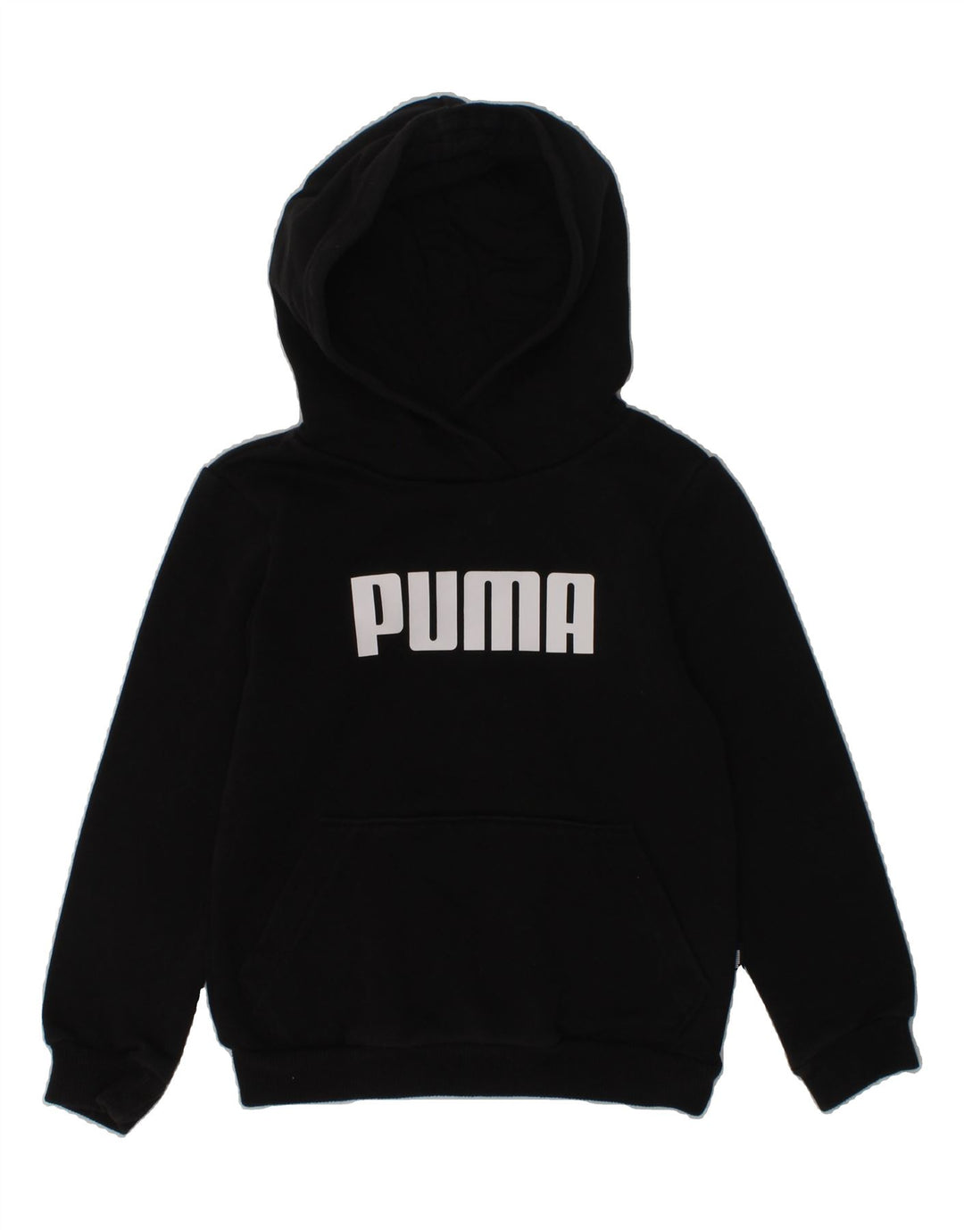 PUMA Boys Graphic Hoodie Jumper 5-6 Years Black Cotton | Vintage Puma | Thrift | Second-Hand Puma | Used Clothing | Messina Hembry 