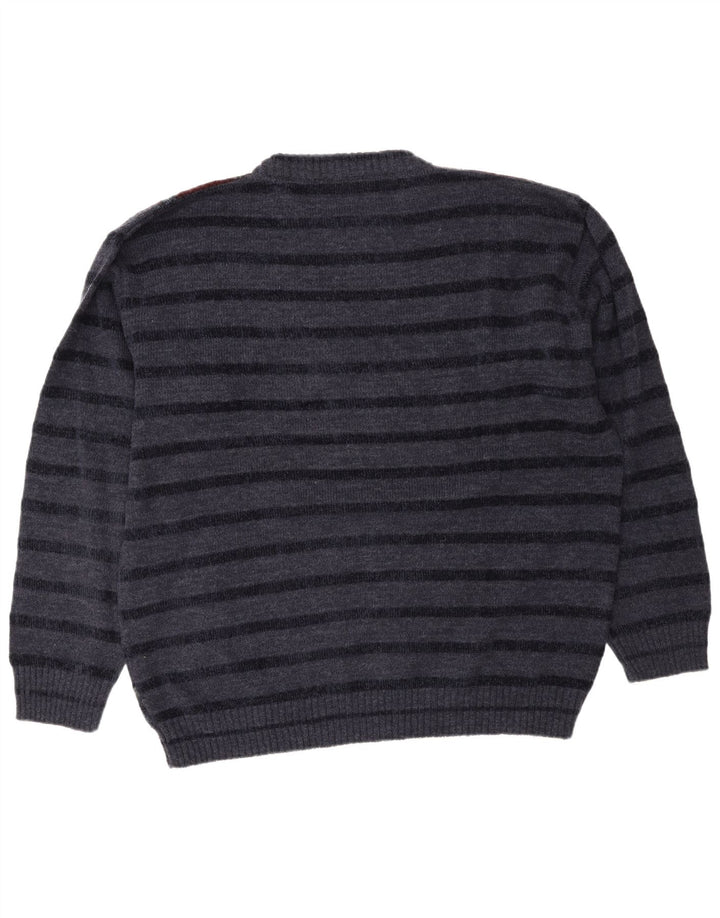 Suéter masculino Fiume com estampa abstrata e gola redonda XL listrado azul marinho
