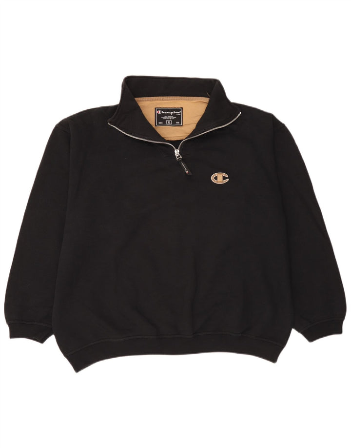 Moletom masculino Champion com zíper e gola XL em algodão preto