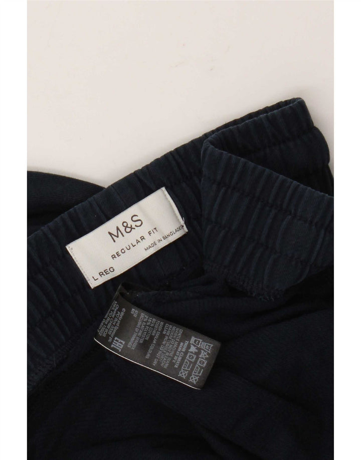 Calça de treino masculina Marks & Spencer regular fit grande algodão azul marinho
