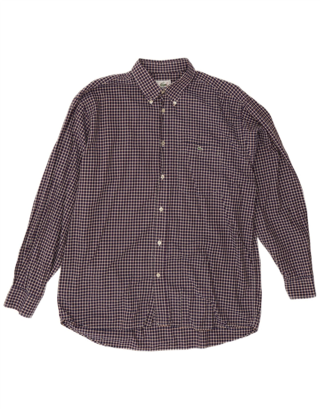 Camisa masculina Lacoste tamanho 42 grande algodão guingão azul marinho