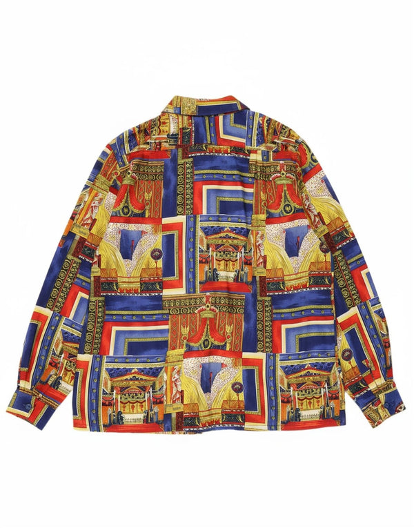Camisa feminina VINTAGE com padrão abstrato UK 18 XL multicolorido