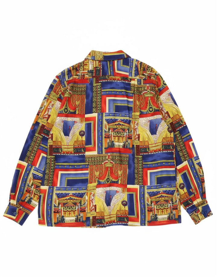 Camisa feminina VINTAGE com padrão abstrato UK 18 XL multicolorido