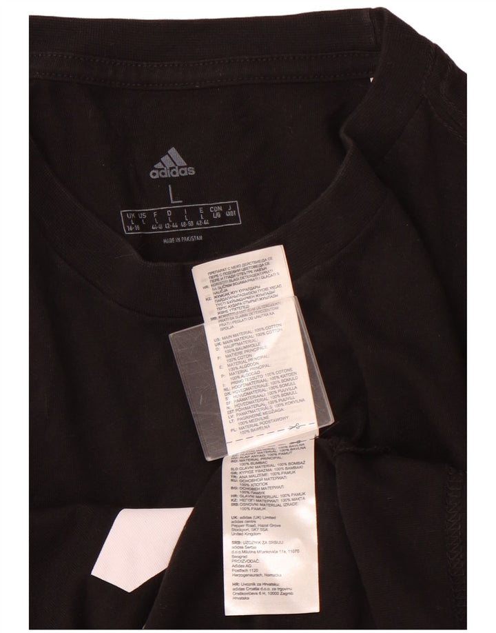 Camiseta feminina ADIDAS com estampa gráfica UK 16/18 grande algodão preto