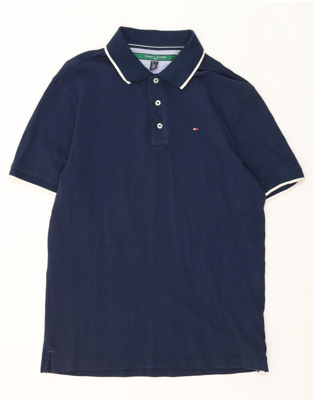 Camisa polo masculina Tommy Hilfiger médio algodão listrado azul marinho