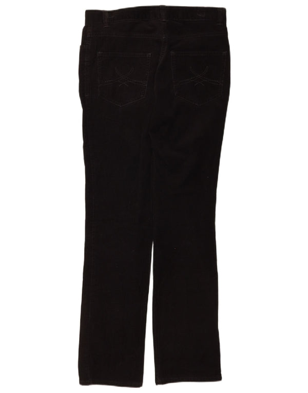 Calça feminina reta de veludo Marks & Spencer Reino Unido 8 pequena W28 L30 preta