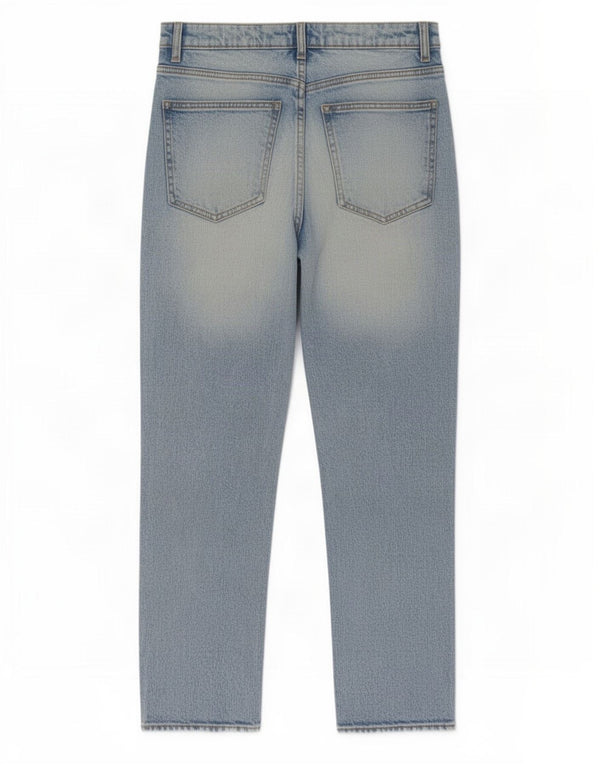 Zara Calça jeans feminina cintura alta desgastada EU 38 pequena W28 L27 azul