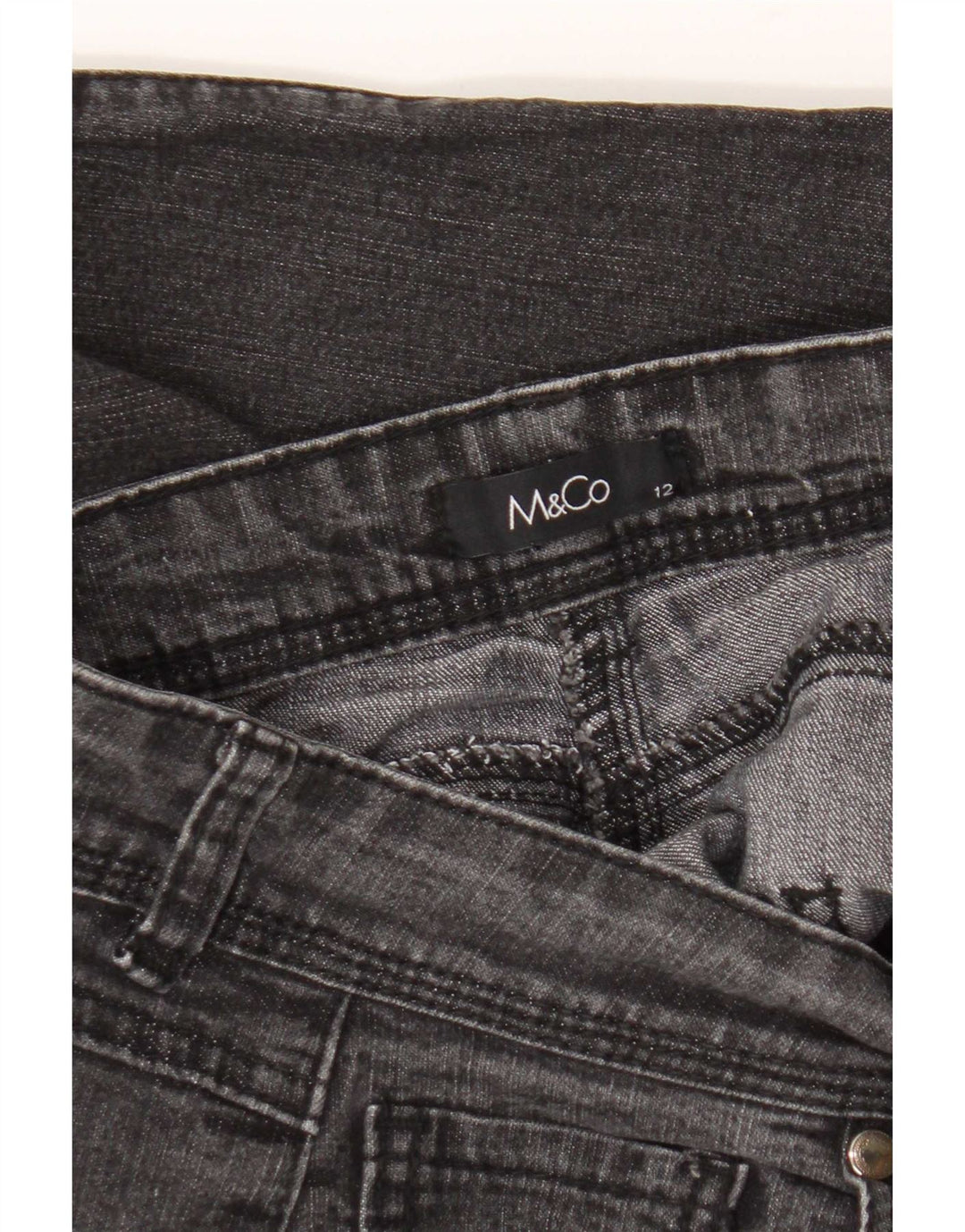 Jeans retos femininos M&Co UK 12 médio W30 L30 cinza