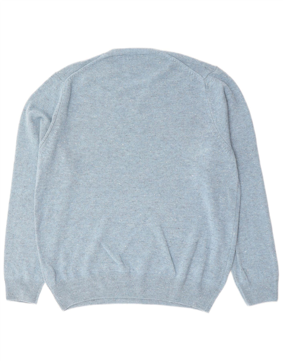 Suéter masculino Marks & Spencer com decote em V XL lã de cordeiro manchada azul