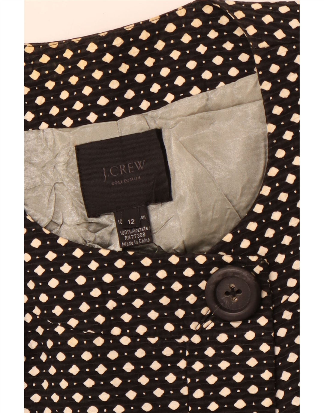 J. CREW Jaqueta blazer feminina de 1 botão US 12 grande preta manchada