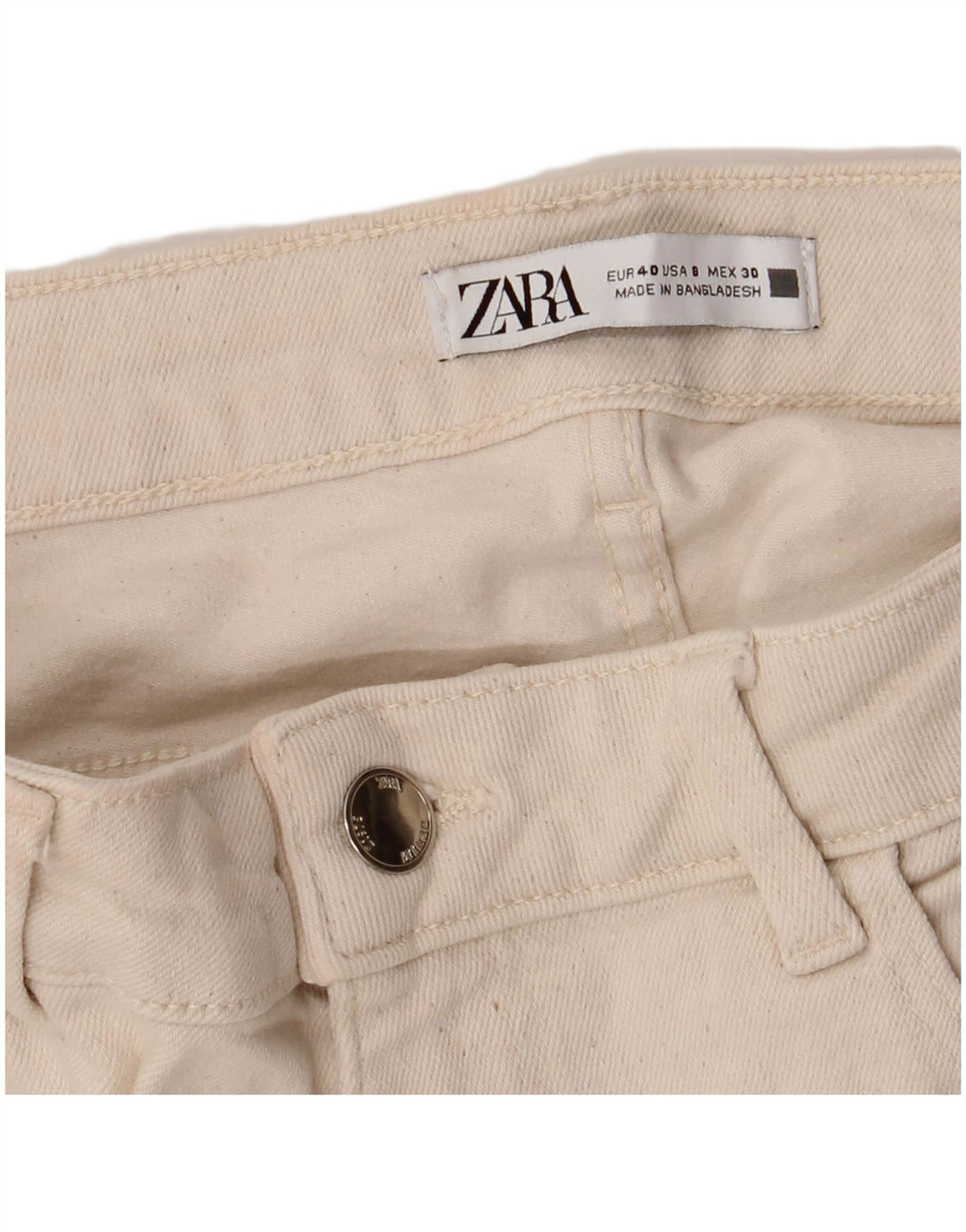 ZARA Jeans Skinny Feminino EU 40 Médio W30 L27 Off White