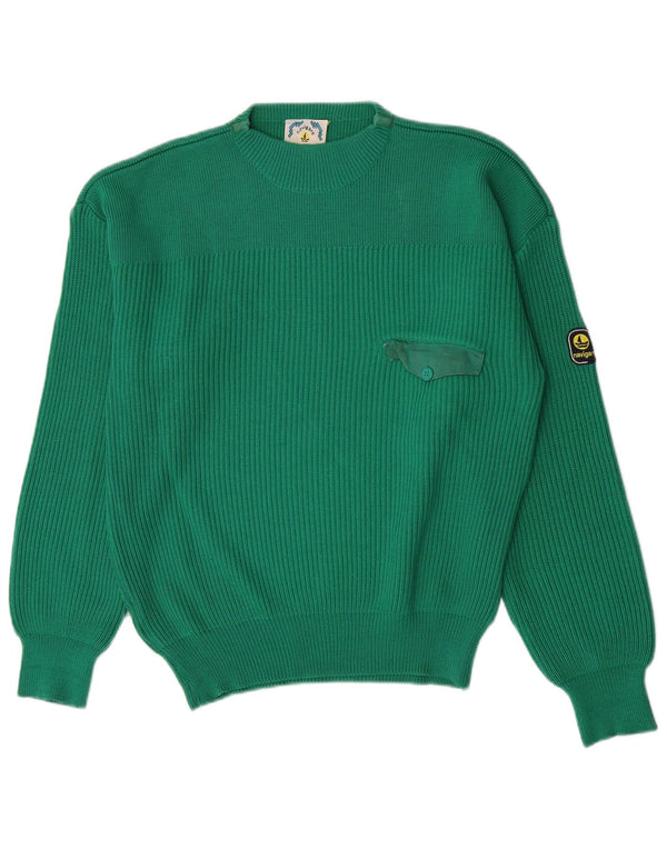 Suéter masculino Navigare com gola redonda, grande lã verde
