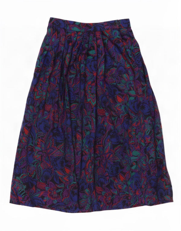 Saia feminina plissada de cintura alta Windsmoor Reino Unido 10 pequena W26 azul floral