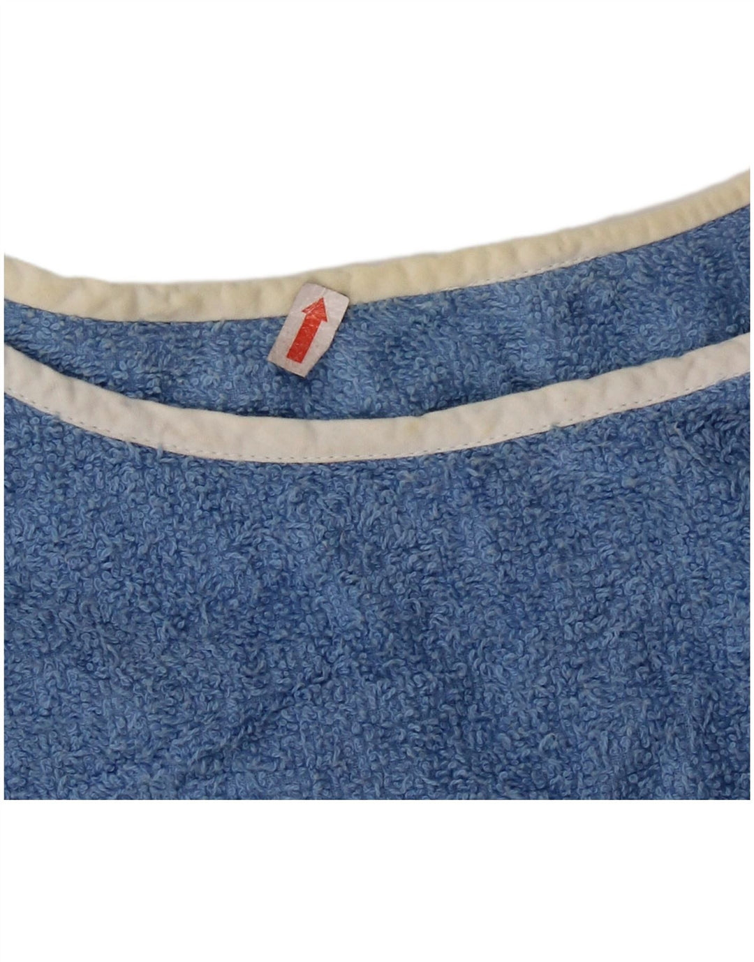 Suéter feminino VINTAGE com gola canoa Reino Unido 16 grande bloco colorido azul