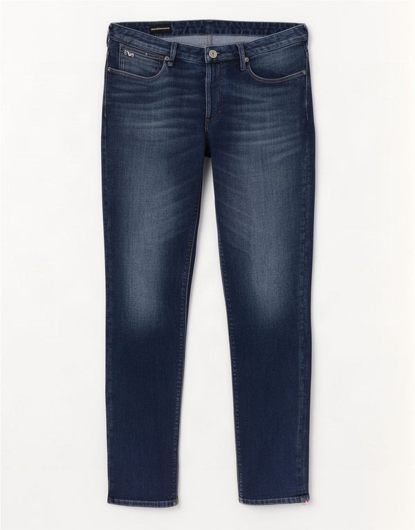 Emporio Armani Mens Slim Jeans W32 L33 Azul Algodão
