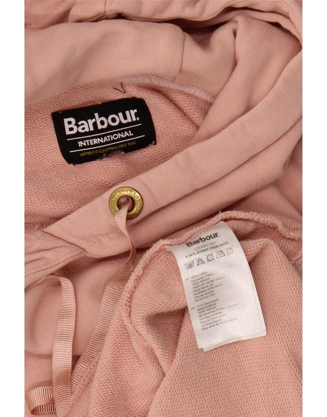 Jumper com capuz feminino BARBOUR UK 12 algodão rosa médio