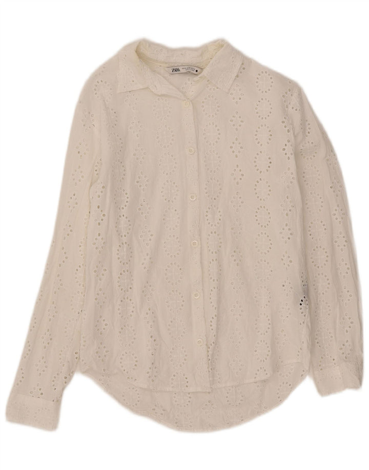 Camisa feminina Zara UK 6 XS algodão branco