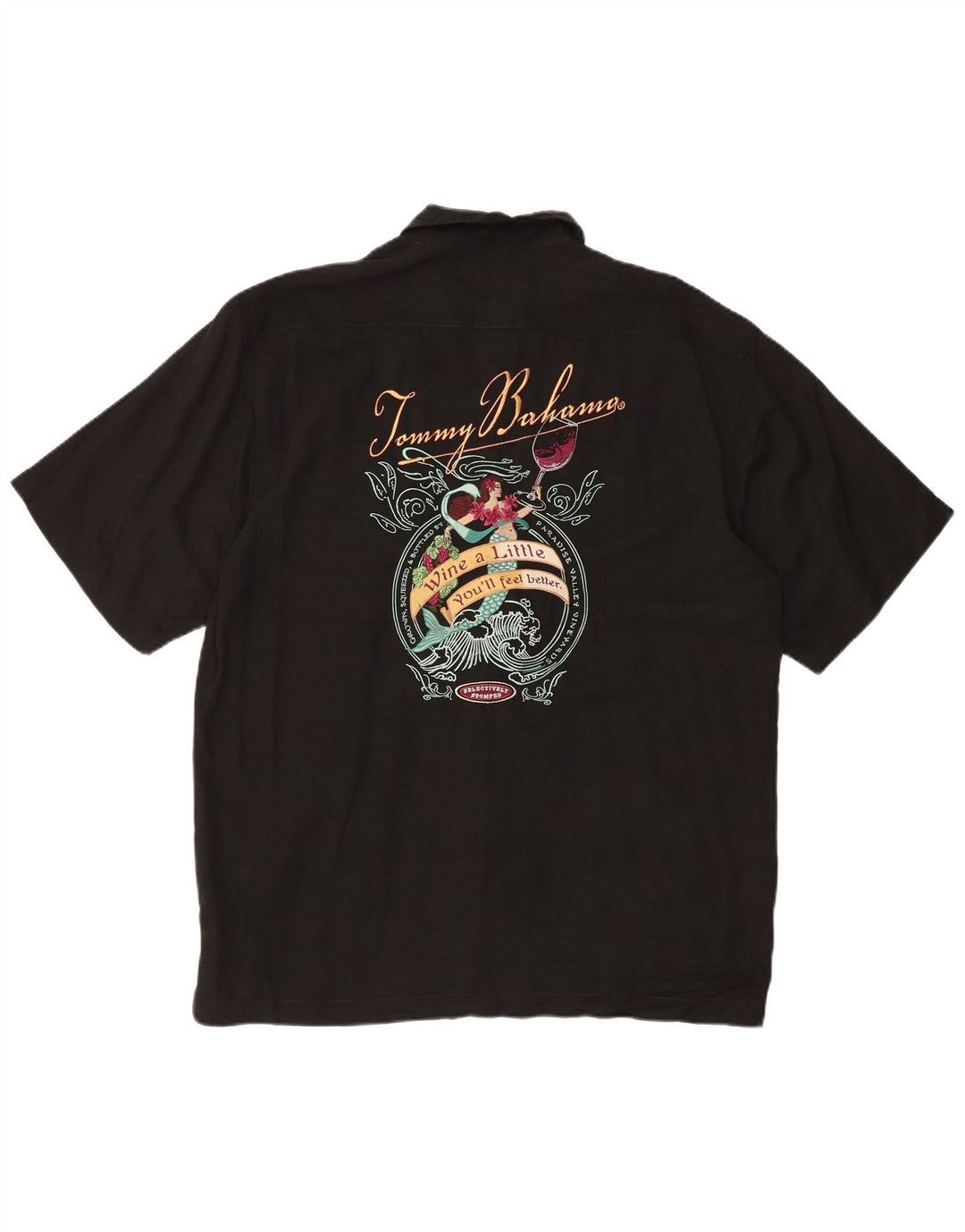 Tommy Bahama Camisa masculina gráfica de manga curta média preta seda