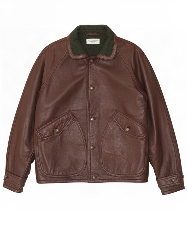Jaqueta de couro masculina Nazareno Gabrielli IT 50 grande marrom