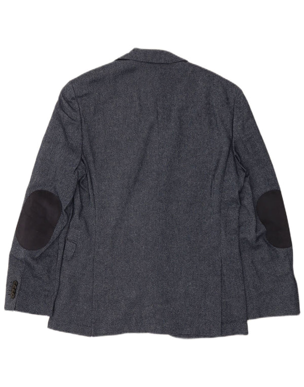 Jaqueta blazer masculina de 2 botões HUGO BOSS EU 46 pequena lã azul marinho