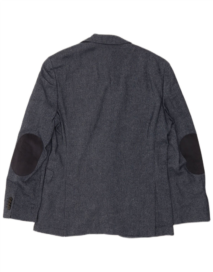 Jaqueta blazer masculina de 2 botões HUGO BOSS EU 46 pequena lã azul marinho