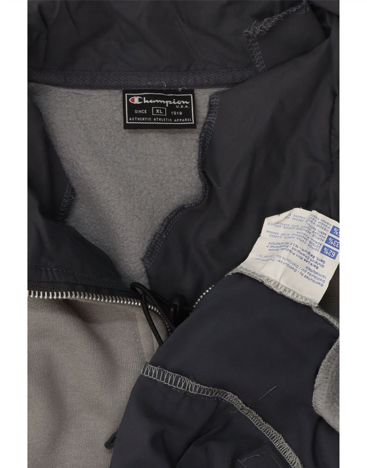 CHAMPION Suéter masculino com zíper e gola XL cinza colorblock algodão