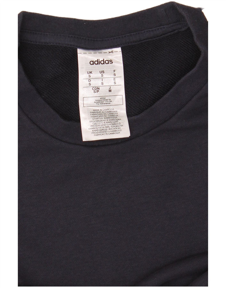 ADIDAS Mens Moletom Jumper Pequeno Algodão Azul Marinho