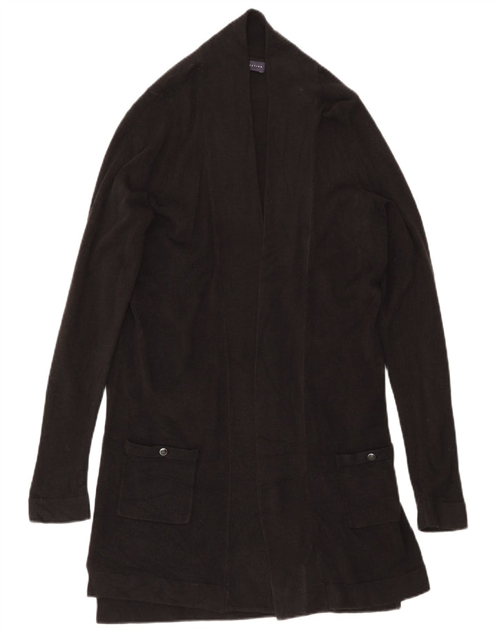 Suéter cardigã feminino Longline Marks & Spencer Reino Unido 10 pequeno preto