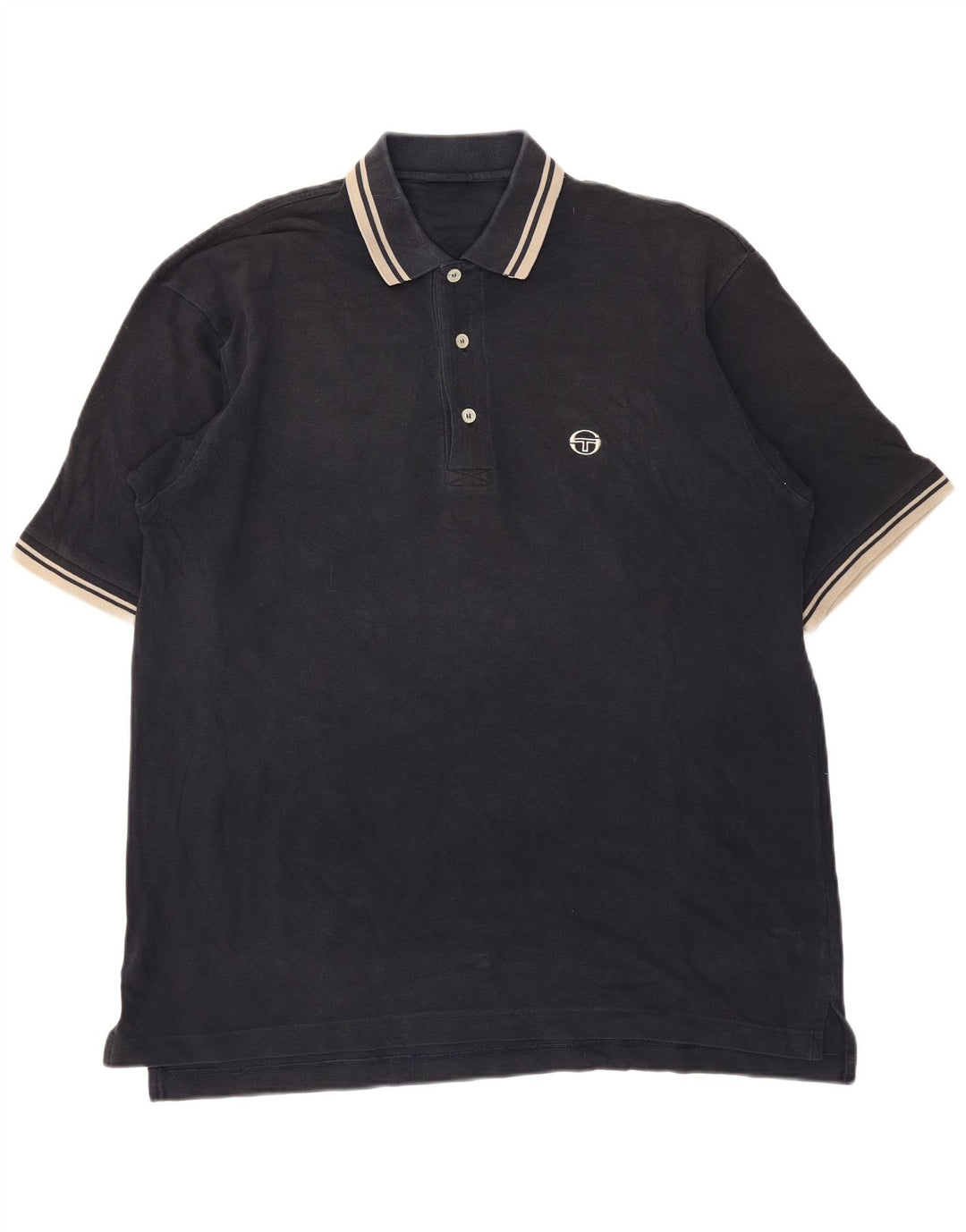 Camisa pólo masculina Sergio Tacchini grande listrada preta