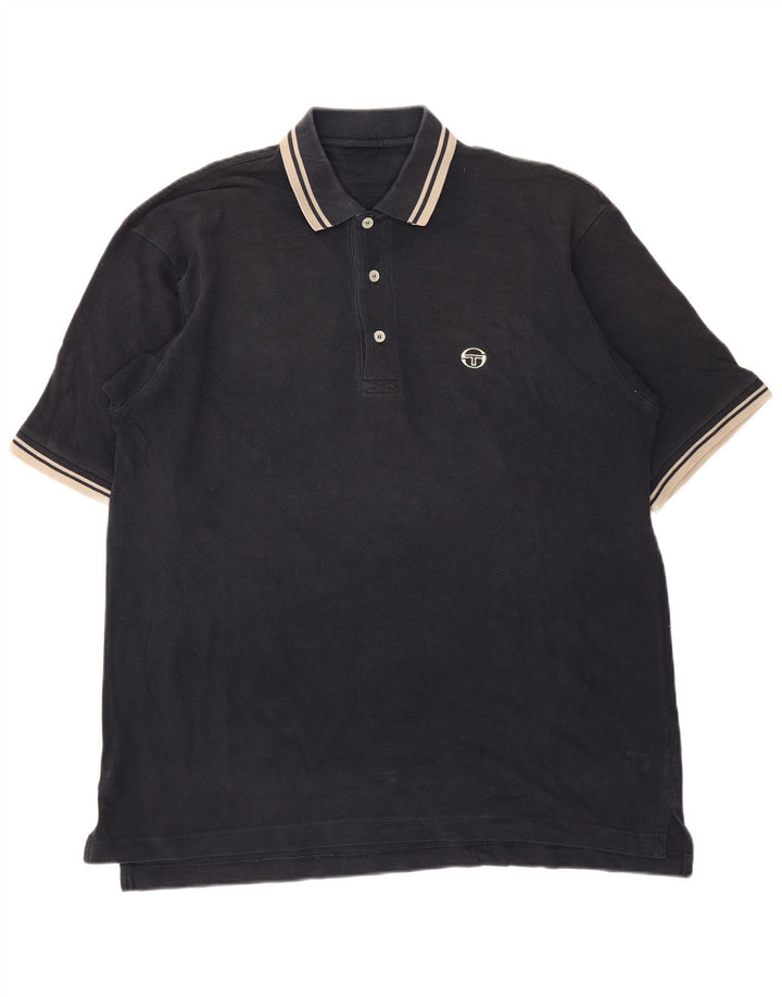 Camisa pólo masculina Sergio Tacchini grande listrada preta