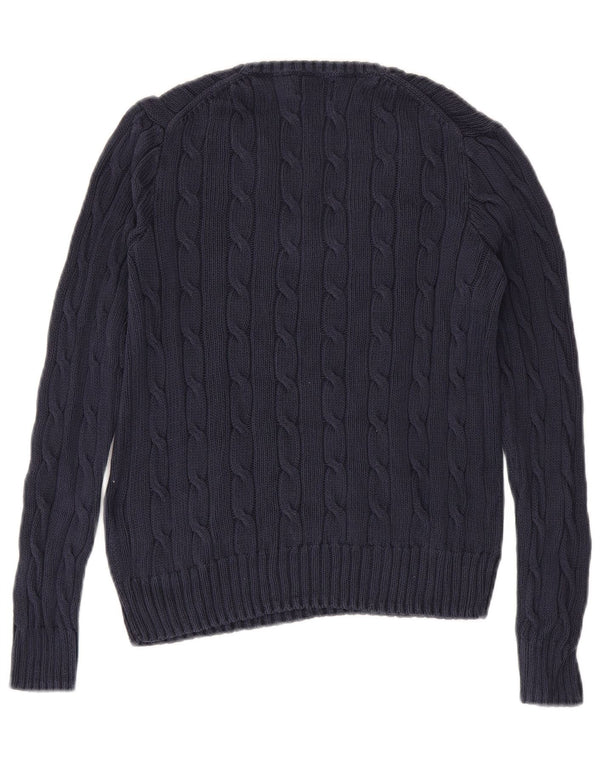Suéter feminino Polo Ralph Lauren com decote em V Reino Unido 14 médio azul marinho