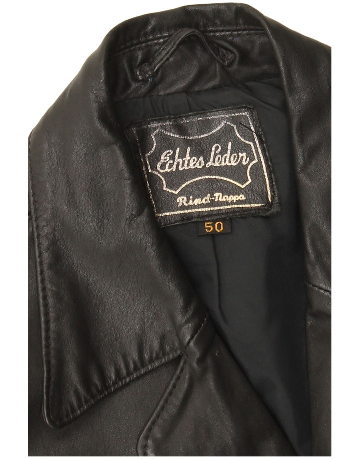 Jaqueta de couro masculina vintage EU 50 grande couro preto