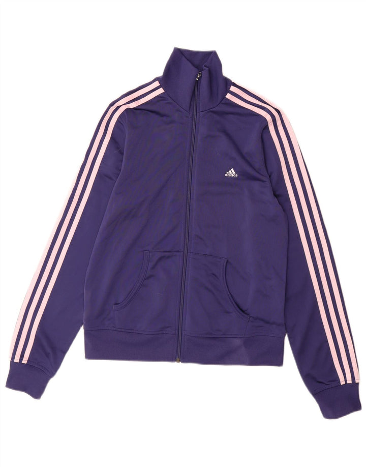 ADIDAS Womens Tracksuit Top Jacket UK 14 Médio Roxo Poliéster