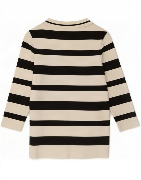 Top feminino Zara manga 3/4 Reino Unido 14 grande listrado branco poliamida