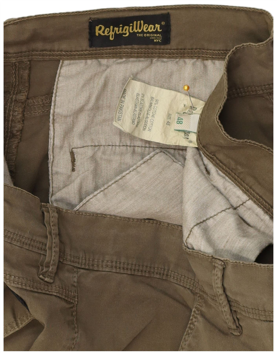 Shorts cargo masculino REFRIGIWEAR IT 48 médio W34 algodão cáqui