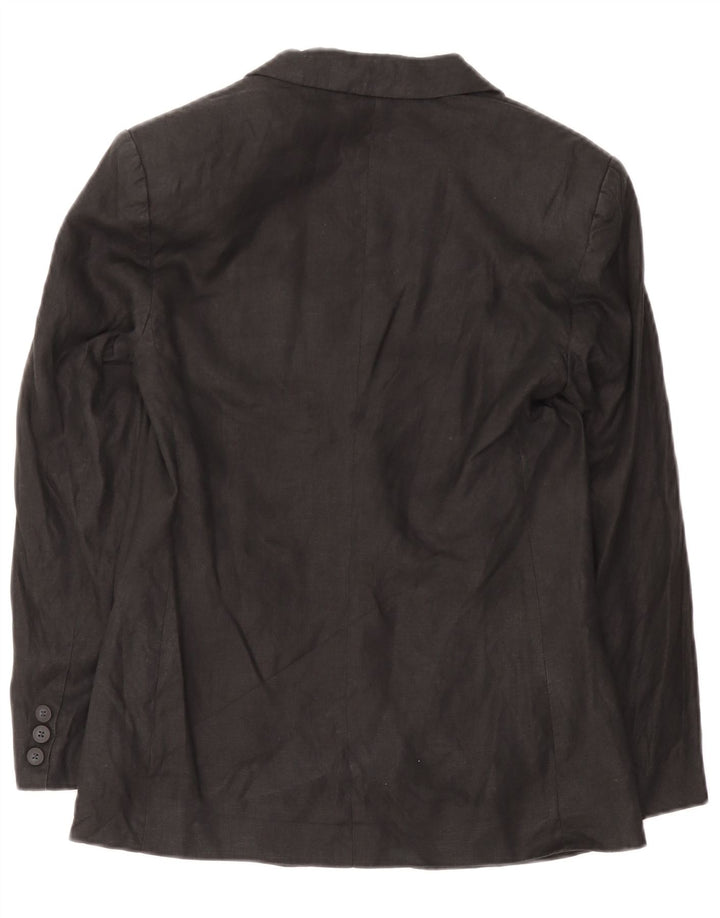 Jaqueta blazer feminina de 2 botões Benetton IT 40 linho preto pequeno