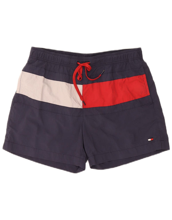 Shorts de natação masculino TOMMY HILFIGER grande bloco colorido azul marinho