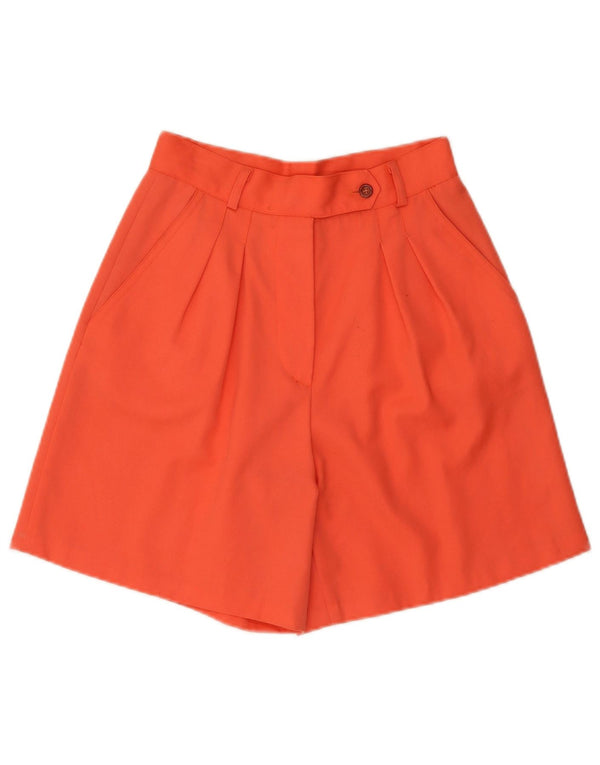 Shorts casuais femininos vintage de cintura alta com cintura alta IT 44 médio W26 lã laranja