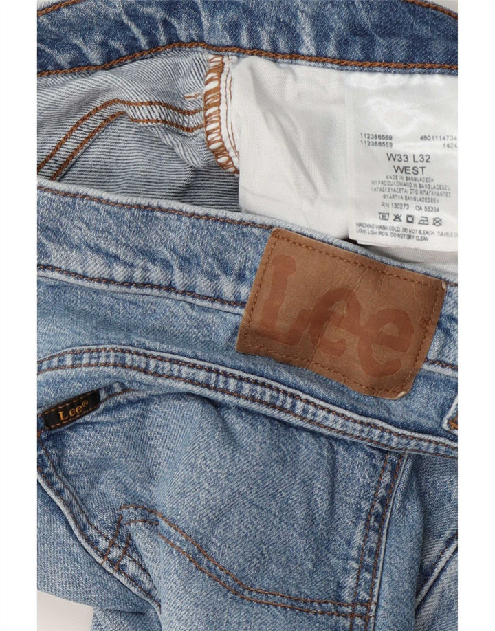 Lee Mens West Straight Jeans W33 L32 Azul Algodão