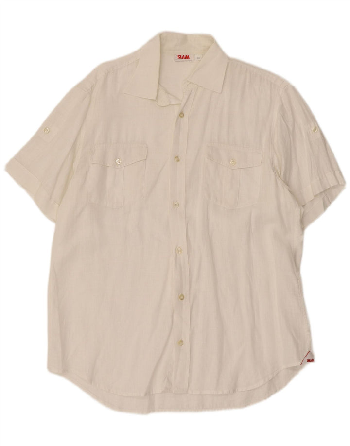 Camisa masculina Slam de manga curta branca média