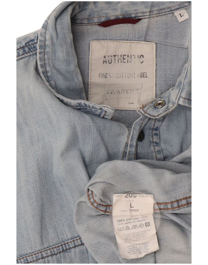 Camisa jeans masculina Carrera grande algodão azul