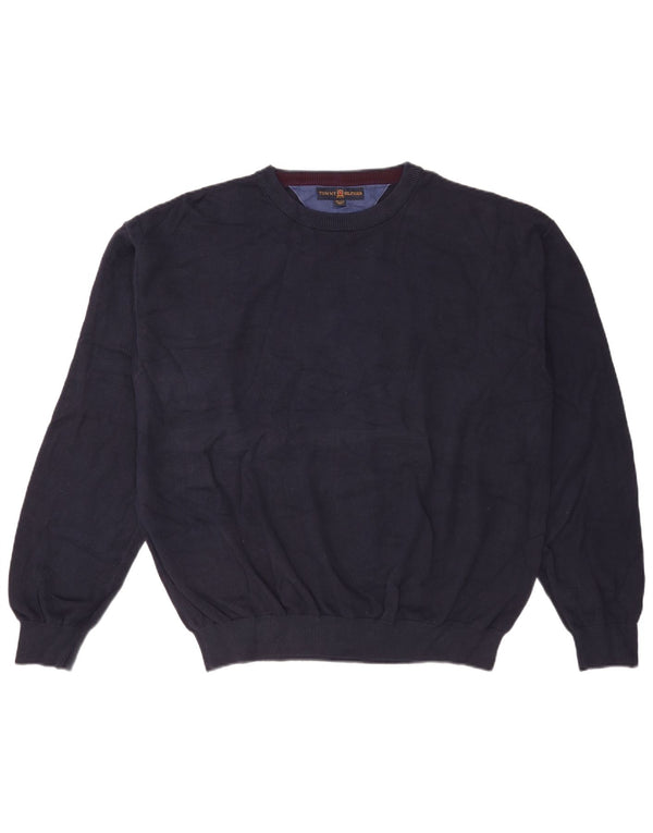 Tommy Hilfiger Suéter masculino com gola redonda 2XL algodão azul marinho