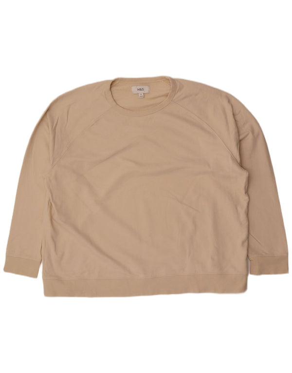 Suéter feminino Marks & Spencer UK 22 3XL algodão bege