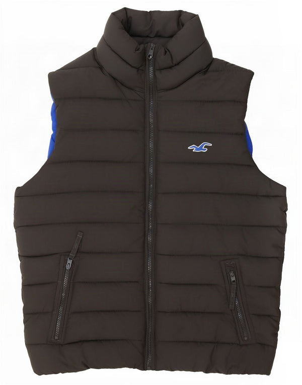 Colete acolchoado masculino Hollister UK 36 poliéster cinza pequeno