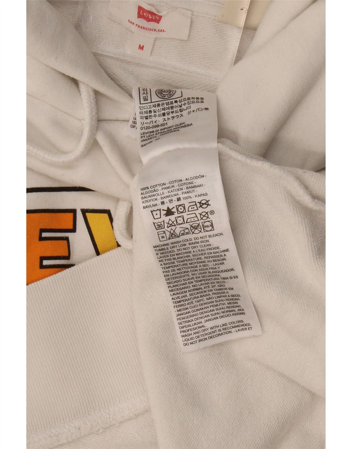 Suéter feminino com capuz gráfico oversized LEVI'S Reino Unido 14 algodão branco médio