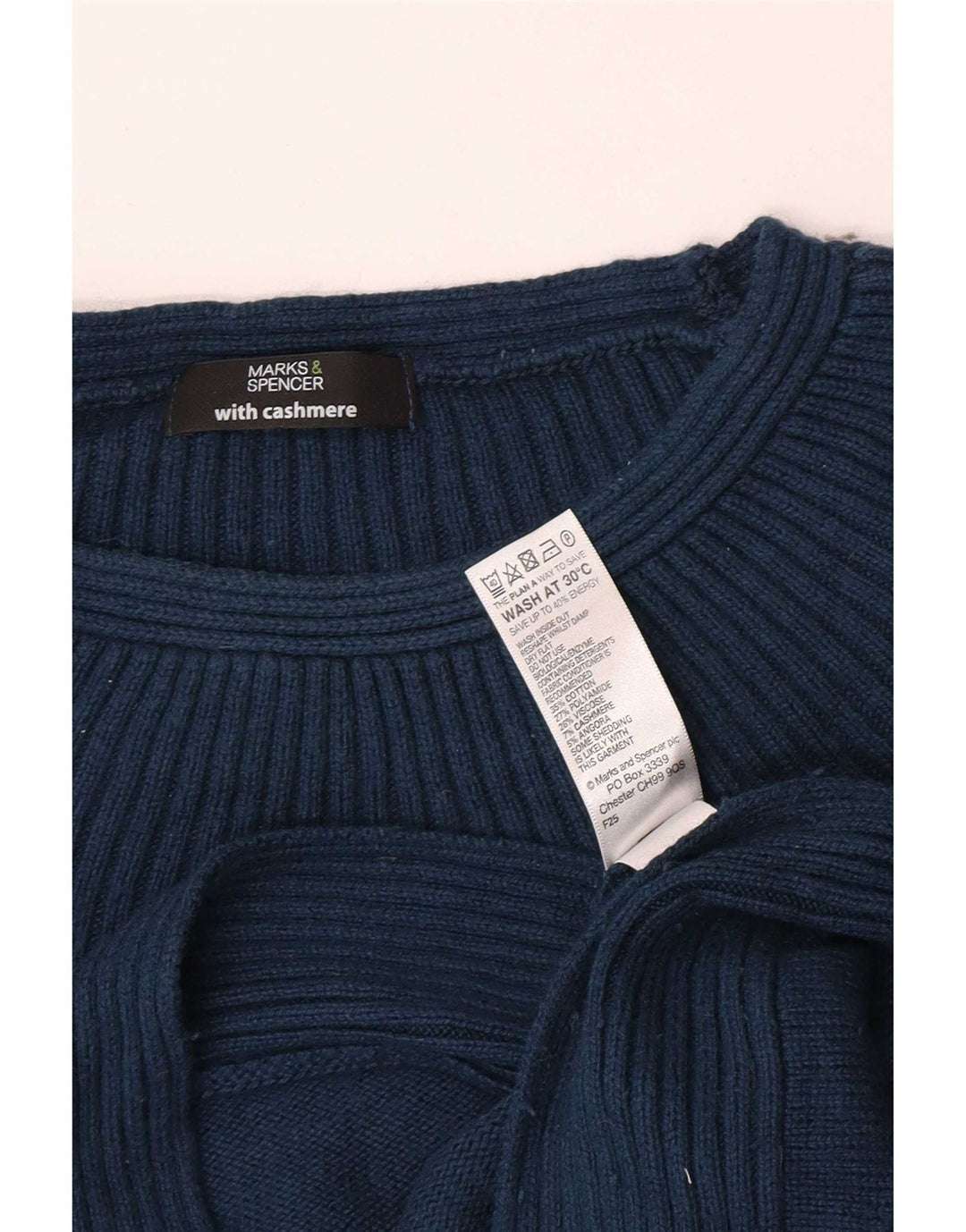 Suéter feminino Marks & Spencer com gola canoa Reino Unido 14 azul médio
