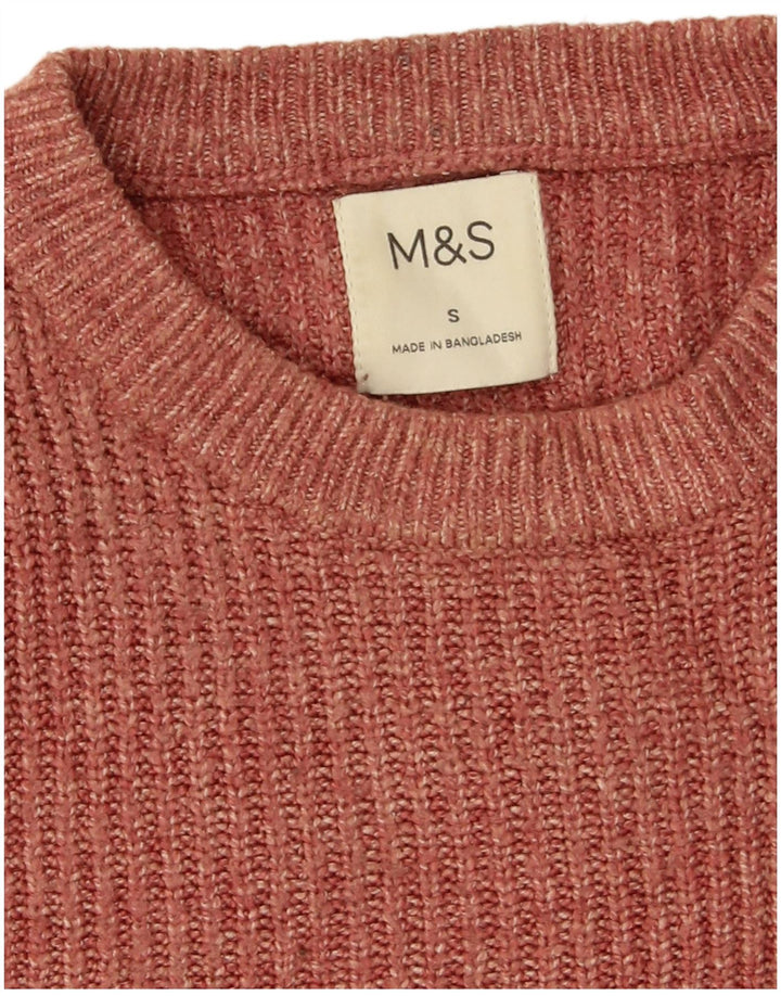 Suéter masculino Marks & Spencer com gola redonda, pequeno marrom poliamida